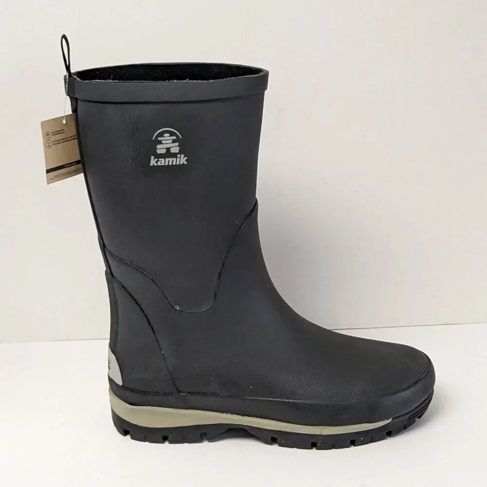 Kamik Lars Waterproof Rain Boots, Black, Men's 8 M